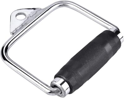 Fitness Handvat - Kabel Accessoire - Kracht Training - Massief Staal - 15x14.5 cm - Zilver