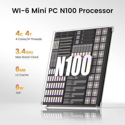 Trycoo Mini PC WI-6 N100 Processor WI-6-16-512