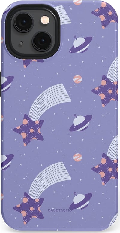 Casetastic Hoesje Geschikt voor Apple iPhone 13 Magsafe - Stijlvolle Beschermende Duo-layer Case - Sterrenhemel Lila