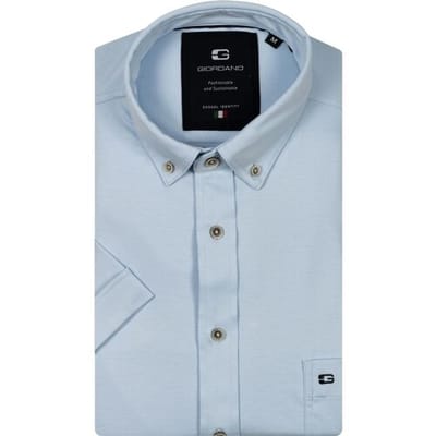 Giordano Overhemd Alfa Short Sleeve Button-Down Licht Blauw / male