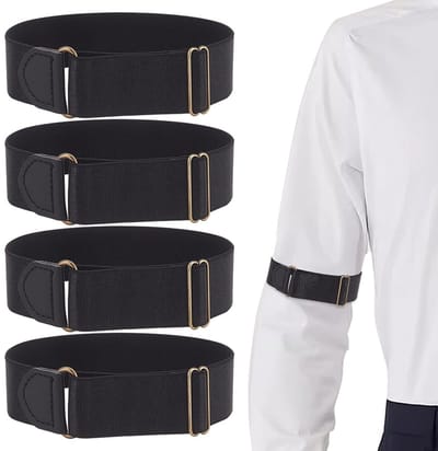 Dailygoods- Armbanden Antislip - Verstelbare Hemdmouwhouders - 2 Paar - Nylon - Binnendiameter 3,6~4,1 cm - Breedte 9,2~10,4 cm - Mouwhouders