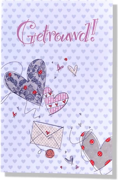 Getrouwd! Luxe huwelijk wenskaart - 12x17cm - Gevouwen kaart inclusief envelop - Huwelijkskaart