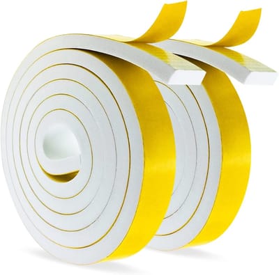 Zelfklevende Foam Sealing Tape 20mm x 10mm voor Ramen en Deuren, Geluidsisolatie en Anti-Collisie, 2 Rollen van 2 m Lang