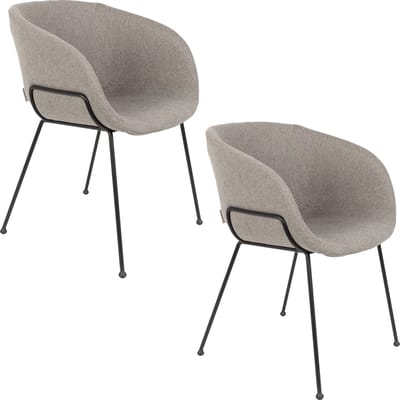 Zuiver Feston Eetkamerstoelen Armleuning Fab Grijs - Set van 2