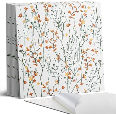 Coloray Plaktegels - Bloemenpatroon op de achtergrond Portugese Tegels - 30 cm x 30 cm - Oranje Plaktegels - 9 stuks - Vierkant PVC Tegels - Plaktegels Keuken - Zelfklevende Vloertegels - Vinyl Tegels Zelfklevend - Zelfklevende Tegels