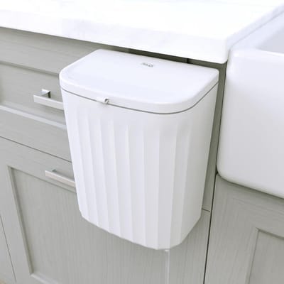 Prullenbak onder toonbank - Afvalemmer keuken - Ruimtebesparend opbergen - Dubbel deksel ontwerp - 9 Liter - Wit