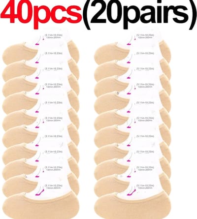 Onzichtbare Dames Sokken 20 Paar – Ultradun, Anti-slip & Ademend – Transparante Zomersokken voor Sneakers - Beige