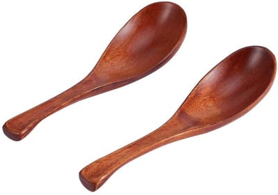 Allecto - Soeplepel - Houten lepel - Comfortabele grip - Bruin - Keukenaccessoire - Ideaal voor soepen en desserts - 2 stuks