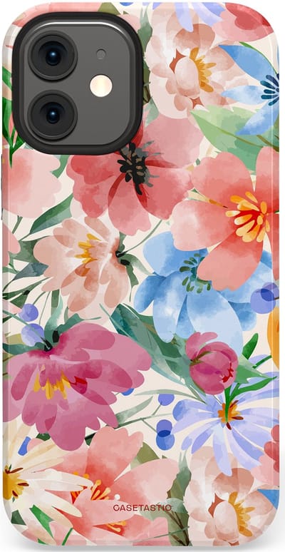 Casetastic Hoesje Geschikt voor Apple iPhone 12 Mini - Stijlvolle Beschermende Duo-layer Case - Tuin van tinten