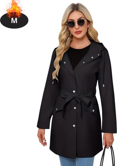 Livano Mantel Dames - Tussenmantel - Jas - Mantelpakje - Trenchcoat - Overjas - Overcoat - Winter - Zwart - M