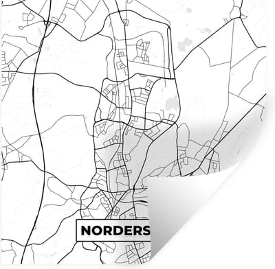 Muurstickers - Sticker Folie - Plattegrond - Norderstedt - Kaart - Stadskaart - 100x100 cm - Plakfolie - Muurstickers Kinderkamer - Zelfklevend Behang XXL - Zelfklevend behangpapier - Stickerfolie