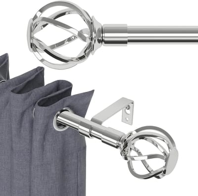 Gordijnstang - Vitrage roede - Ramen decoreren - Trekkoord bediening - 168-365 cm - Zilver