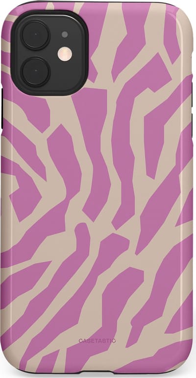 Casetastic hoesje geschikt voor Apple iPhone 11 - Dubbellaagse bescherming - Zebra Roze Magenta Flow - Fashion Case - Lila Zand