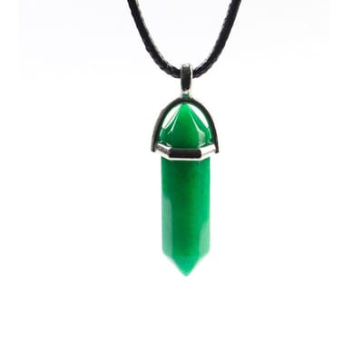 Bixorp Gems Groene Kattenoog Hanger aan Faux Leren Koord - Edelsteen Ketting - Edelstenen Staafje met Stainless Steel - 45/50cm Damesketting