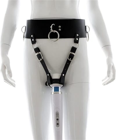 Wand Vibrator Houder - Lederen Bondageriem Geschikt voor Wand Vibrator - BDSM-riem met Vibrator Houder - Bondageriem voor BDSM Play met Houder voor Wandvibrator en Bondageringen voor Bondage Touw en Handboeien