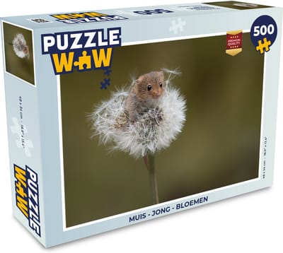 Puzzel Muis - Jong - Bloemen - Legpuzzel - Puzzel 500 stukjes