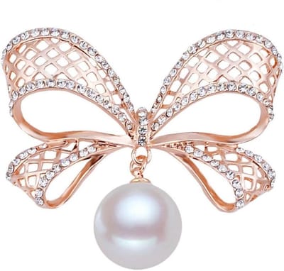 Cosensi - Broche met Strik, Parels en Strass in Roségoud voor Dames en Meisjes