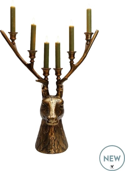 Kandelaar Selado | Brons - aged brass | Hertenkop | L42 x B19 x H50 cm