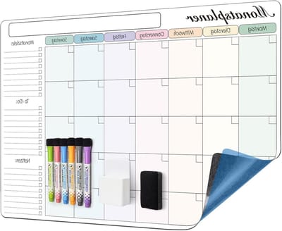 60 x 40 cm Whiteboard Planner voor Maand- en Weekplanning, Wasbaar en Zelfklevend voor Muur, Glas en Hout, Ideaal voor Organisatie en Notities