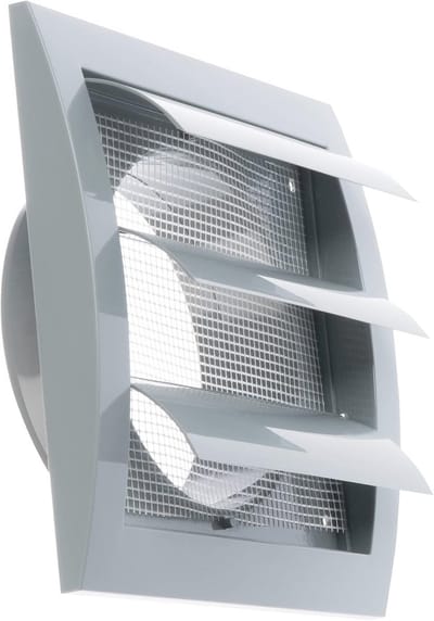 Grijs Ventilatierooster Ø 100 mm met Beweegbare Lamellen en Insectenbescherming