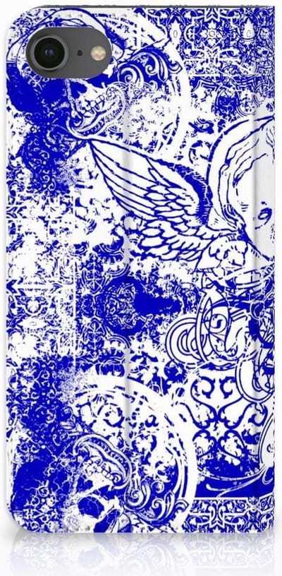 Book Case voor Mobiel BookCase iPhone 7 | 8 | SE (2020) | SE (2022) Angel Skull Blauw