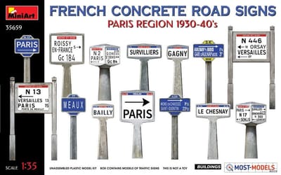 MiniArt Modelbouwpakket Militaire voertuigen - 35659 French Concrete Road Signs - Paris reg. 1930-40s Plastic - 1:35 - Modelbouw