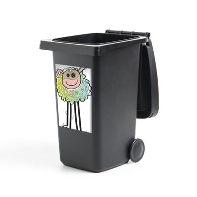 Container sticker Schaap illustratie - Een abstracte illustratie van een schaap Klikosticker - 40x60 cm - kliko sticker - weerbestendige containersticker