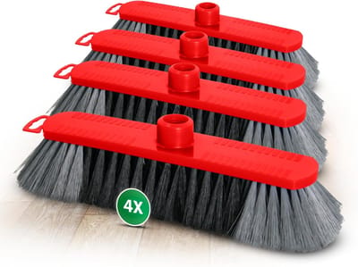 Novaliv set van 4 binnenbezems 30 cm FIJNE SYNTHETISCHE HAREN veegbezem rood halbezem - ZONDER steel ALLEEN bezemkop - halbezem met draad geschikt voor 22mm bezemstelen - spinnenwebbezem binnenbezem Magic Broom