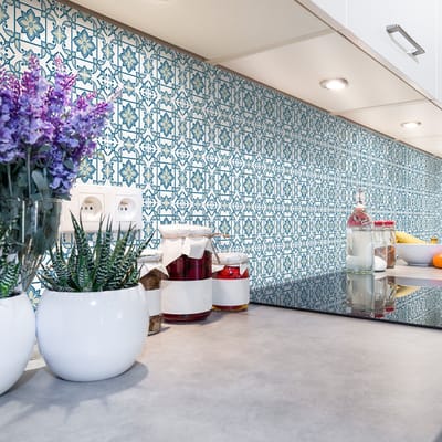Zelfklevende tegelmuurstickers voor keuken en badkamer - 60 Azulejos Catania tegelstickers - 60 stickers 20x20cm