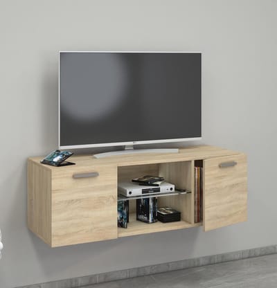 VCM mediawandmeubel, zwevend tv-meubel, groot tv-meubel, tv-bureau, tv-meubel voor 65 inch tv, zwevende tv-standaard, houten tv-standaard, hoog tv-meubel, tv-wandpaneel, tv-entertainmentmeubels voor de woonkamer