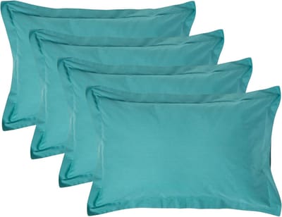 Homescapes Kussensloop 50x75 cm met Rand (Oxford) Set van 4 – Petrol – 100% Egyptisch Perkal Katoen – 200 TC