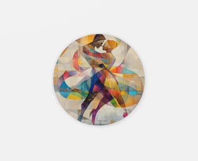 Rond Schilderij - Dans - Moderne Kunst - Muurcirkel op Dibond - Abstracte Wanddecoratie - 40 cm