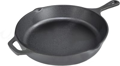 Gietijzeren Koekenpan - Ronde Pan - Vlees Sealen - Anti-aanbehandeling - 26 cm - Zwart