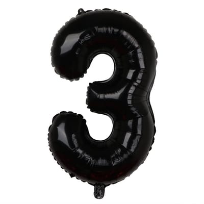 Folieballon / Cijferballon Zwart XL - getal 3 - 82cm
