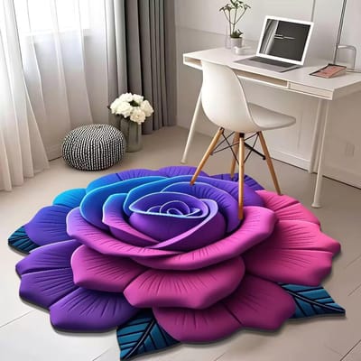 Tapis de sol floral en peluche Absorbant Terre de diatomée Tapis de sol Antidérapant Motif floral 3D Tapis pour chambre Entrée Cuisine