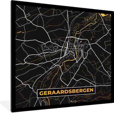 Fotolijst incl. Poster - Goud - Stadskaart - Geraardsbergen - Plattegrond - Kaart - 40x40 cm - Posterlijst