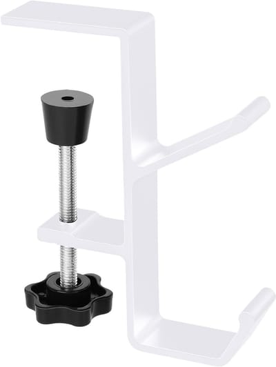 Hoofdtelefoonstandaard met Dubbele Haak, Wit, Ideaal voor Gaming Headsets en Desktoptoepassingen, Hoofdtelefoonhouder en Hanger