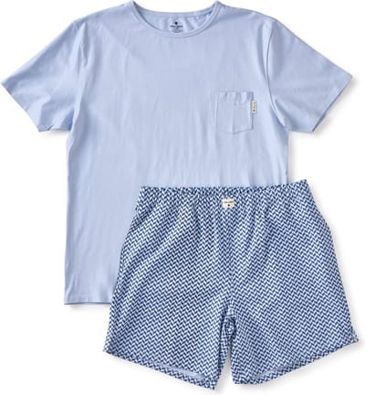 Little Label Pyjama heren Maat S/46 - lichtblauw - print - Shortama - Zachte BIO Katoen