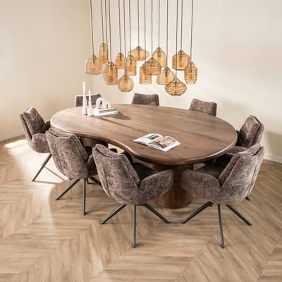 Dimehouse Organisch Vormige Eettafel Alo Acaciahout Bruin 240x160 cm - Hout - Japandi - Organisch