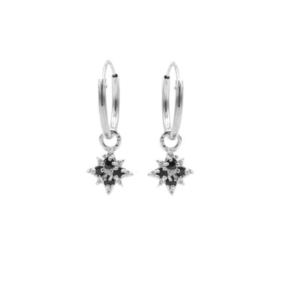 Karma Symbols oorbel Black Zirconia Morningstar M2789B Zilver