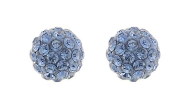 Behave® oorbellen zilver oorknoppen rond blauw met steentjes 0,7 cm