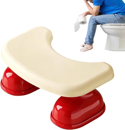 Toilet Opstapje - Poepkruk Hurkstoel - Makkelijke Toiletgang - Kantelvaste Antislip Basis - 39.5x25x16.5 cm - Rood