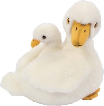 PIA Soft Toys - Pluche Knuffeldier - Eend zittend met baby kuiken - 23 cm