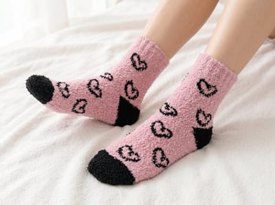 Fluffy dames sokken - huissokken - roze - leuke print hart - hartjes - 36 -40 - cadeau voor haar - geschenk vrouwen - gift - zacht