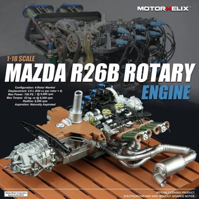 Motorhelix 1:18 Mazada R26B Rotray Martley Nilu27 V12 Motor Afgewerkt Model Tentoonstelling Beperkt 787B Auto Liefhebbers Speelgoed Cadeau