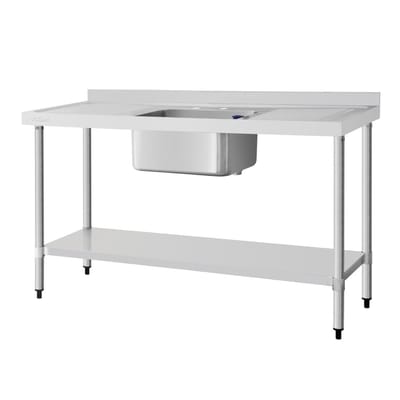 Vogue Spoeltafel Enkele Spoeltafel Dubbel Afdruiprek 1500mm - Vogue DY826 - Horeca & Professioneel