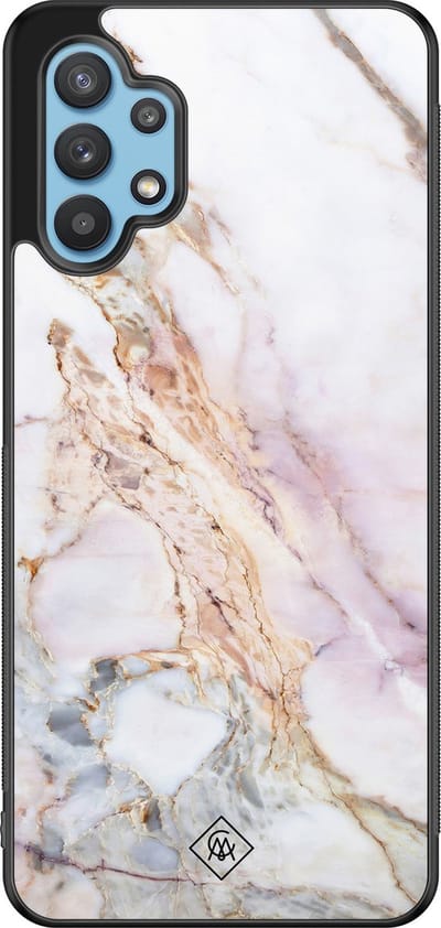 Casimoda® hoesje - Geschikt voor Samsung Galaxy A32 5G - Parelmoer Marmer - Zwart TPU Backcover - Marmer - Multi