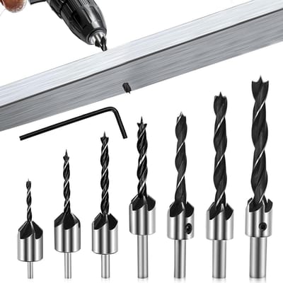 Boorset met kegelverzinker voor houtbewerking - 7-delige houtboorset voor metaal - Opsteekverzinker 3-10 mm
