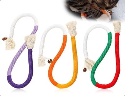 Interactieve set van 3 kattenspeeltjes, bijtkoord voor tandverzorging, tegen slechte adem, voor binnen en buiten spellen