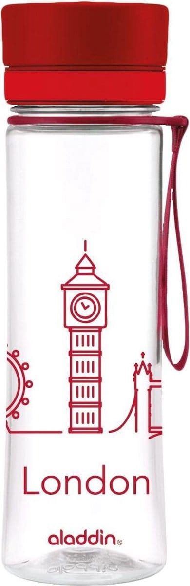 Aladdin Aveo Waterfles - 600 ml - Incl. City Print - Rood Londen